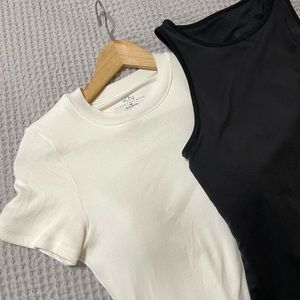 Klassy Network Bramisuits White Ribbed T-Shirt and Black Lux High Neck